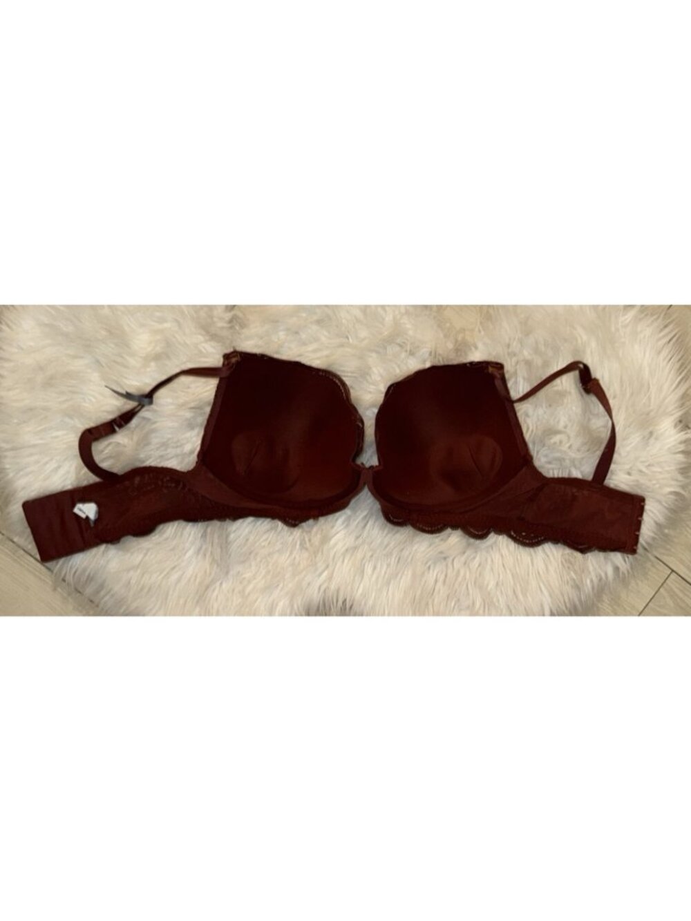 Aerie Plunge Bra Lace Padded Underwire Floral Womens 36DD Brick Red New - Picture 5 of 6